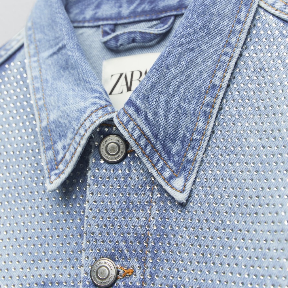Zara Rhinestone Jean Jacket - Picture 5 of 10